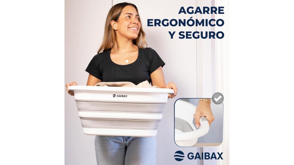 La cesta para la ropa sucia ofrece un agarre más seguro.