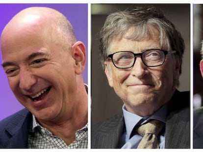 Jeff Bezos, Bill Gates, Warren Buffett y Amancio Ortega.