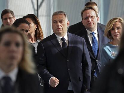 El primer ministro húngaro, Viktor Orbán, llega el miércoles a la reunión del Partido Popular Europeo en Bruselas.