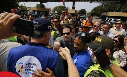 El senador estadounidense Marco Rubio, este domingo en Cúcuta (Colombia).