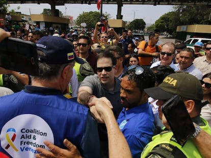 El senador estadounidense Marco Rubio, este domingo en Cúcuta (Colombia). 