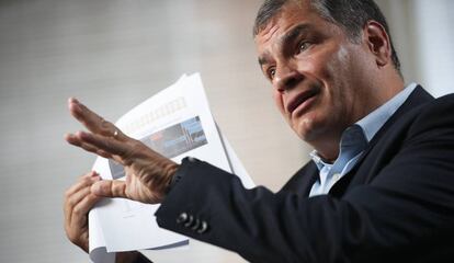 El expresidente de Ecuador Rafael Correa, durante una entrevista en Bruselas, en octubre de 2019.