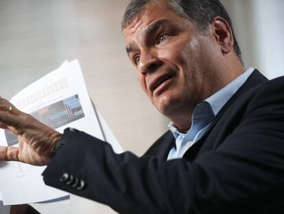 El expresidente de Ecuador Rafael Correa, durante una entrevista en Bruselas.