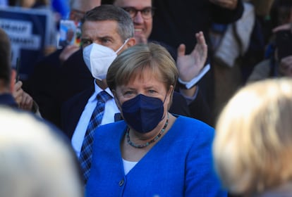 Merkel, este sábado en un acto electoral de su partido, la CDU, celebrado en Aquisgrán.