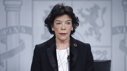 La ministra de Educación y Formación Profesional y portavoz del gobierno, Isabel Celaá, tras el pasado Consejo de Ministros.