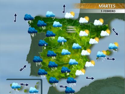Previsión meteorológica para los días 3 y 4 de febrero