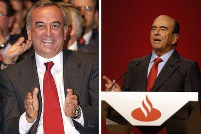 Francisco Gómez Roldán (izquierda) y Emilio Botín, en la junta extraordinaria de accionistas. 

/ EFE