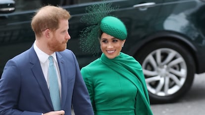 Meghan Markle y el príncipe Enrique el 9 de marzo en la abadía de Westminster durante las celebraciones del día de la Commonwealth.