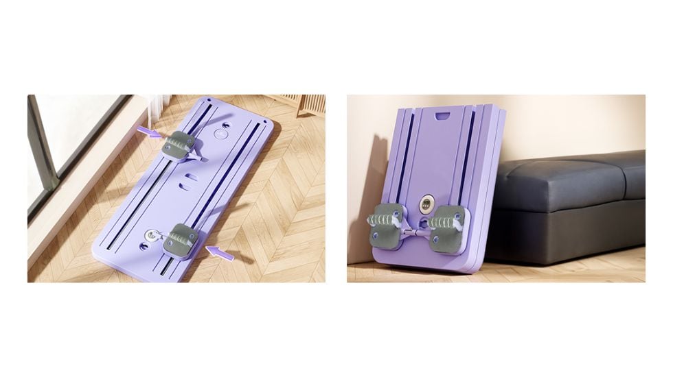 Esta tabla de pilates plegable cabe en cualquier rincón.