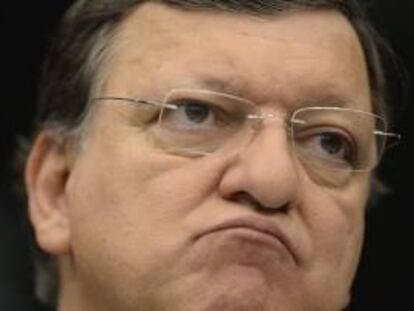 El presidente de la Comisión Europea (CE), José Manuel Durao Barroso, comparece en una rueda de prensa en el Parlamento Europeo en Estrasburgo, Francia, hoy, martes 11 de marzo de 2014.