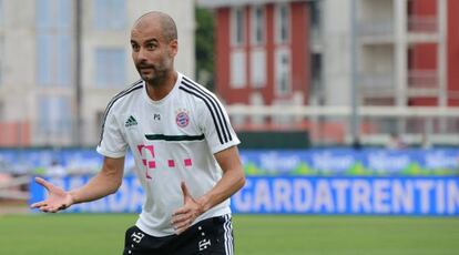 Guardiola, en un entrenamiento con el Bayern