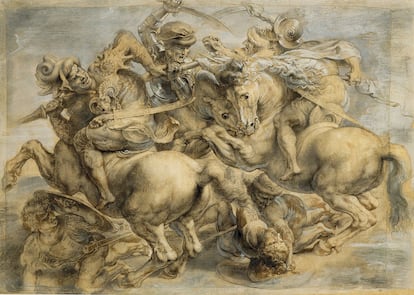 Interpretación de Pedro Pablo Rubens de ‘La batalla de  Anghiari’ realizada a principios del siglo XVIIl a partir de copias del boceto original. Es la reproducción más conocida  y se encuentra en el Museo del Louvre de París.
