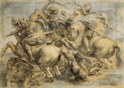 Interpretación de Pedro Pablo Rubens de ‘La batalla de Anghiari’ realizada a principios del siglo XVIIl a partir de copias del boceto original. Es la reproducción más conocida y se encuentra en el Museo del Louvre de París.