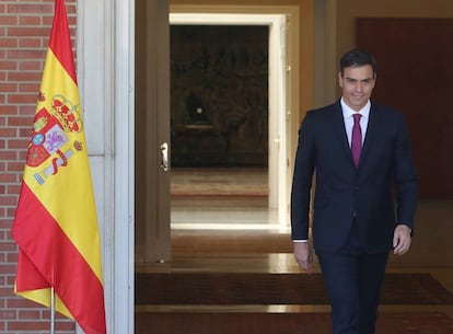 El presidente Pedro Sánchez, antes de reunirse con Susana Díaz este lunes en La Moncloa.