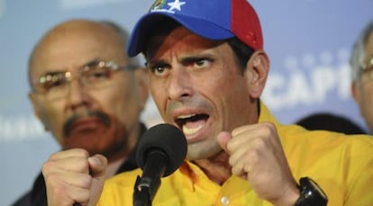 Capriles, durante la noche electoral.