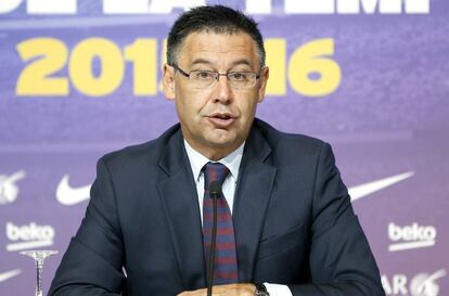 Josep Maria Bartomeu en una rueda de prensa el pasado Junio.