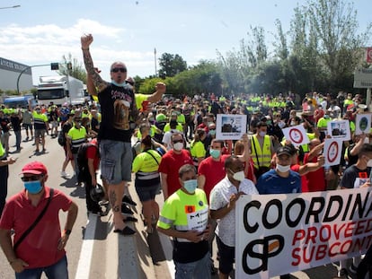 Protestas por el cierre de Nissan en Barcelona.