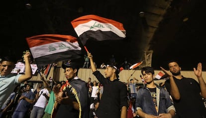 Simpatizantes de Al Sadr en la Zona Verde de Bagdad este s&aacute;bado.