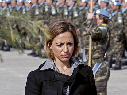 Carme Chacón, en una imagen de 2010, a la base Miguel de Cervantes, en Marjayún (Líbano).