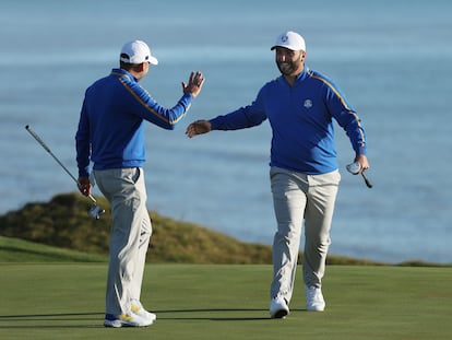 Sergio García y Jon Rahm, este viernes.