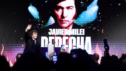 Javier Milei en el Derecha fest, este martes en Córdoba, Argentina.