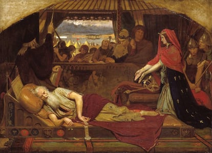 Lienzo de Ford Madox Brown: 'Rey Lear' (1848-9), óleo, 71x99 cm. Tate Britain, Londres.