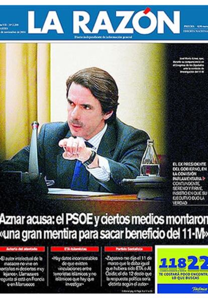 Portada de la edicin impresa de La Razn(30/11/2004)