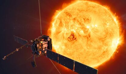 Recreación de la 'Solar Orbiter' en su acercamiento al Sol.