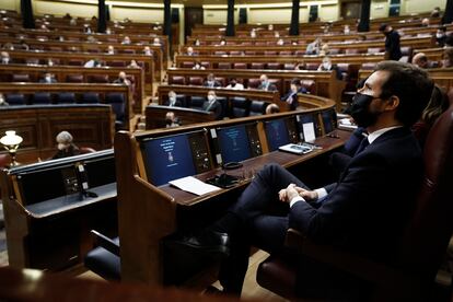 Pablo Casado en la sesión de control al Gobierno en el Congreso de los Diputados del día 3.
