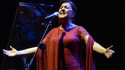 Carmen Linares, en el Festival de las Minas, en La Uni&oacute;n, en 2014. 