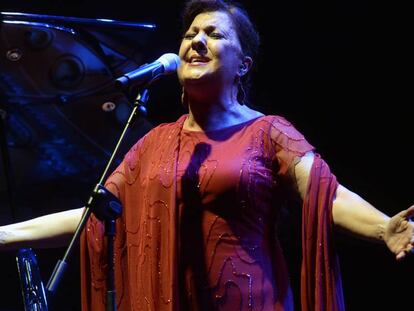 Carmen Linares, en el Festival de las Minas, en La Uni&oacute;n, en 2014. 