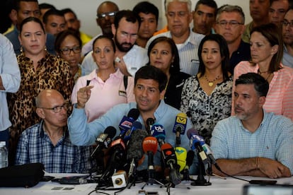 El candidato opositor a gobernador del Estado Miranda, Carlos Ocariz, este lunes en Caracas.