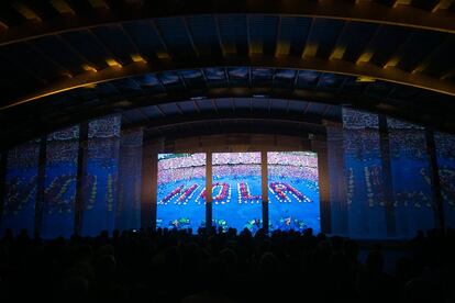 Proyección de las imágenes del día de la inauguración de los Juegos Olímpicos de Barcelona de 1992.
