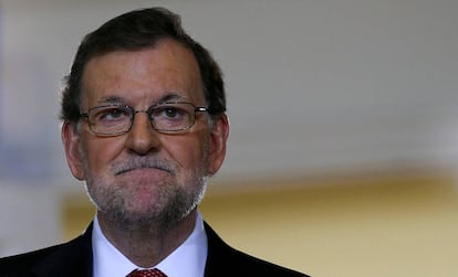 Mariano Rajoy en una conferencia en el Palacio de la Moncloa