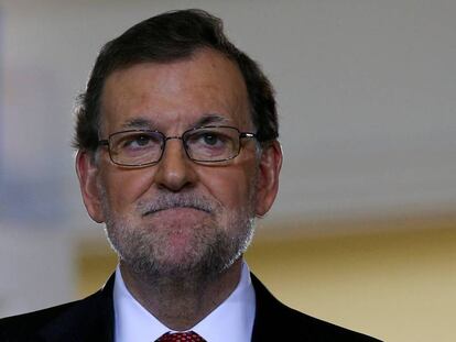 Mariano Rajoy en una conferencia en el Palacio de la Moncloa