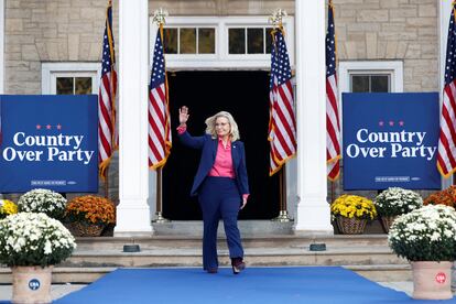 Liz Cheney, en el mitin de este jueves en Ripon, Wisconsin.