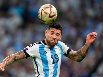 Nicolás Otamendi, contra Croacia en las semifinales del Mundial.