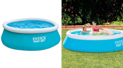 Inflatable pool for the garden with assembly in ten minutes.