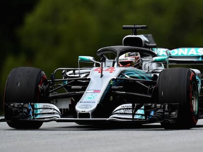 Hamilton, en el circuito de Spielberg, Austria.