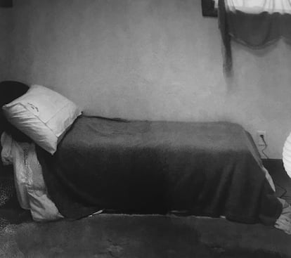 The author's bed at her Rockaway Beach home.