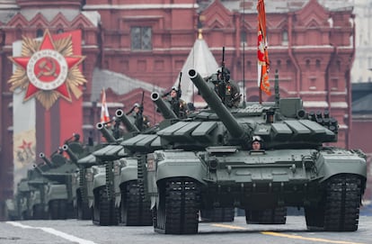 Varios carros de combate en el desfile del Día de la Victoria en Moscú, el pasado 9 de mayo.