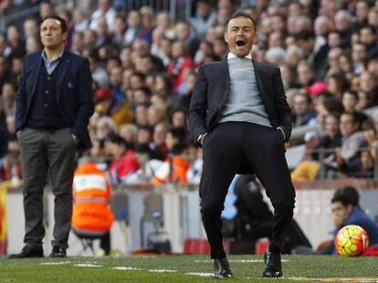 Luis Enrique, durante el duelo ante la Real.