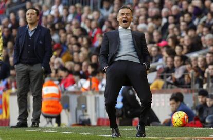 Luis Enrique, durante el duelo ante la Real.