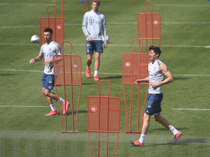 Lewandowski, en un entrenamiento con el Bayern Múnich el pasado viernes.