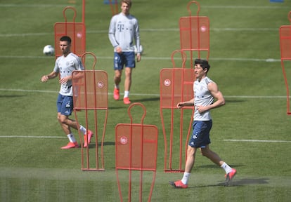 Lewandowski, en un entrenamiento con el Bayern Múnich el pasado viernes.