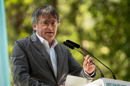 El expresidente de la Generalitat Carles Puigdemont, durante un acto en el sur de Francia.