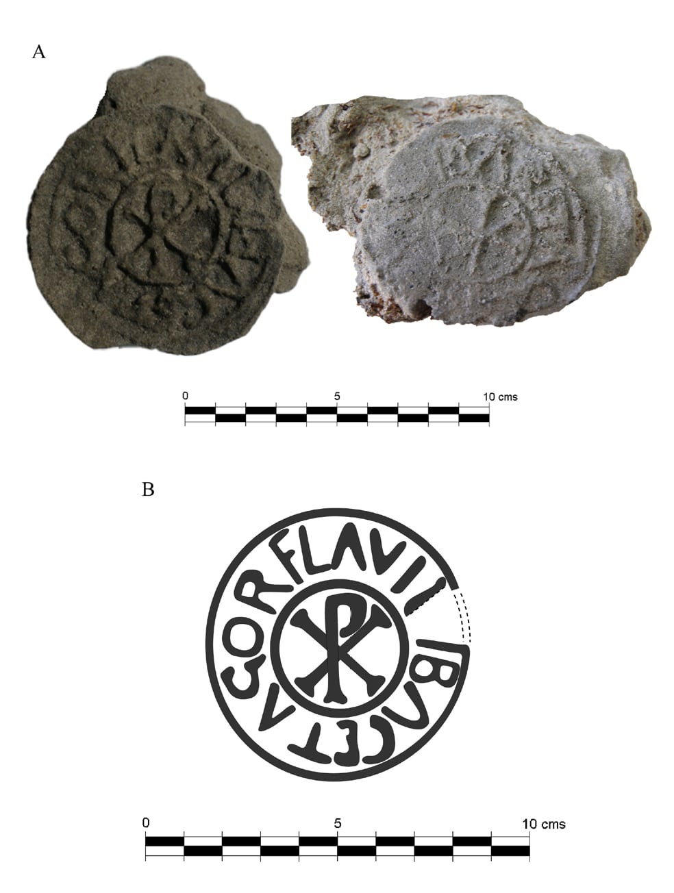Crismones que taponaban algunas de las ánforas.