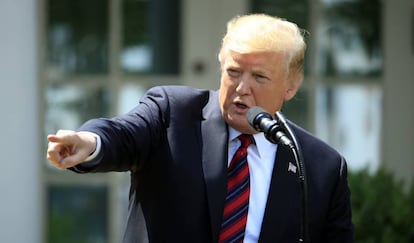 El presidente Donald Trump, durante un discurso en la Casa Blanca el pasado jueves. 