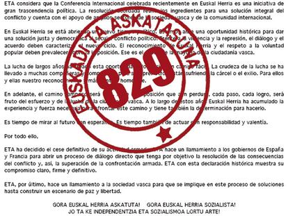 ETA decidió su fin en julio