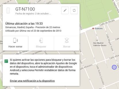 Android activa el servicio de bloqueo remoto de aparatos